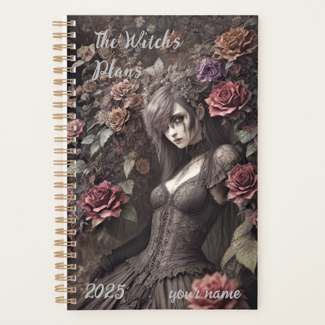 customisable - "Gothic Witch Rose" Planner (Front)
