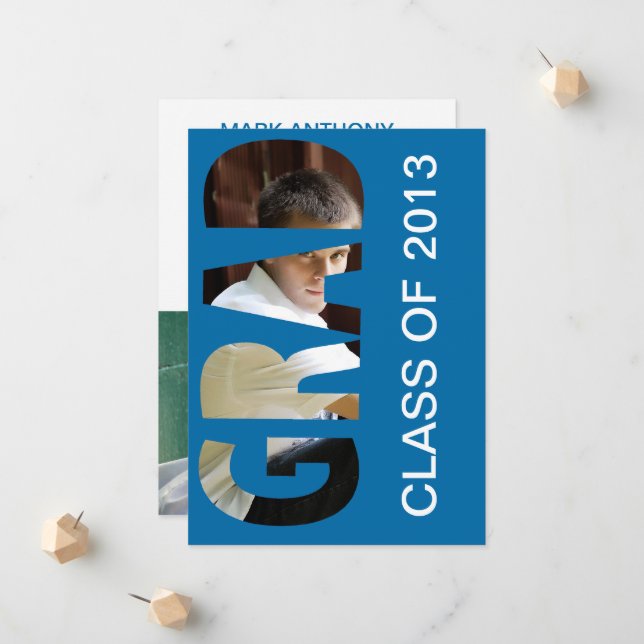 Customisable GRAD Cutout Graduation Announcement (Front/Back In Situ)