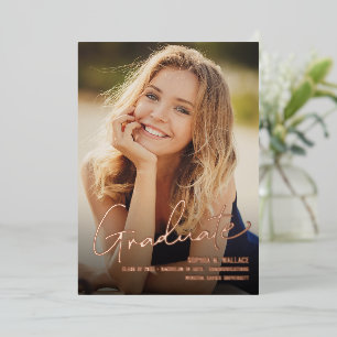 Customisable Graduate photo Class year University Foil Holiday Card