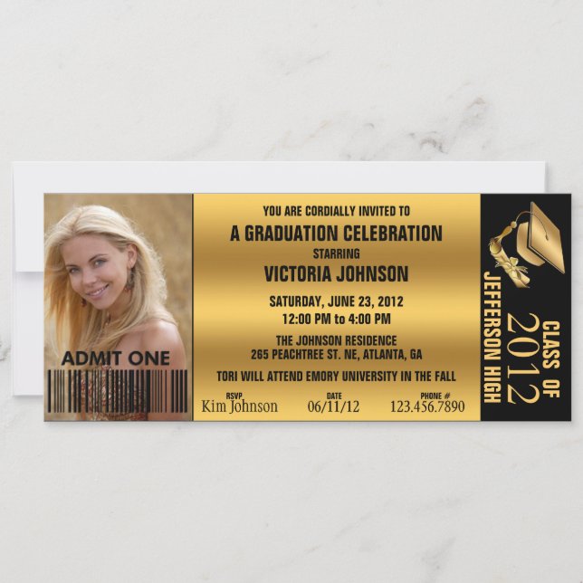 Customisable Graduation Admission Ticket Invite (Front)