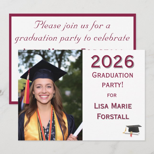 Customisable Graduation  Invitation (Front/Back)