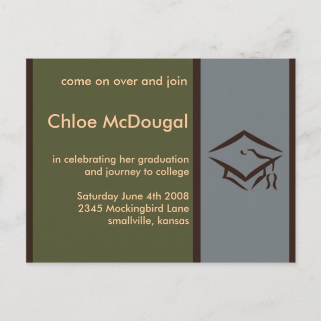 Customisable Graduation Invite Olive (Front)
