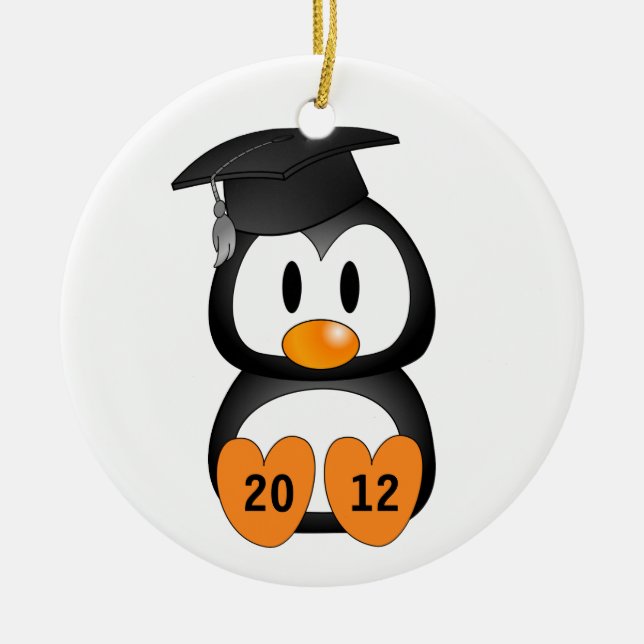 Customisable Graduation Penguin Ceramic Ornament (Front)