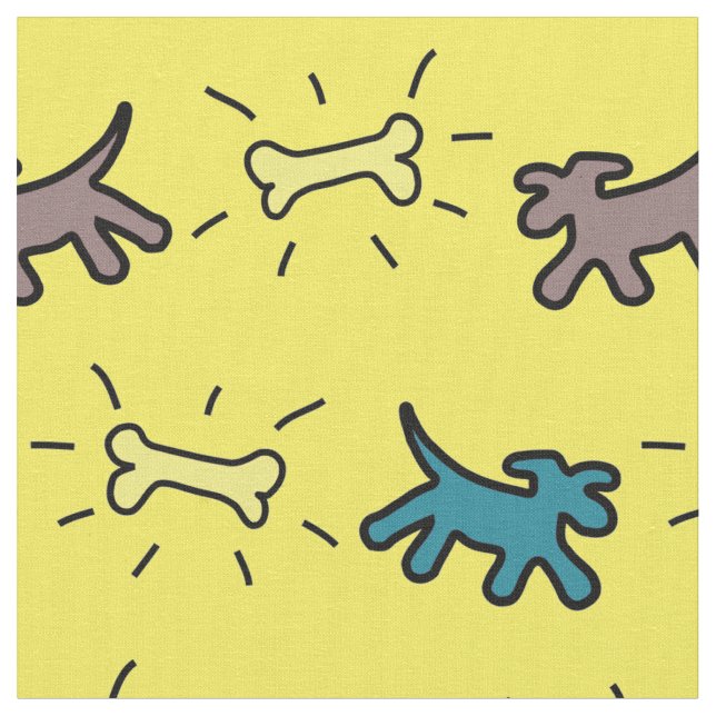 Customisable Graffiti Style Blue Dog Bone Y Fabric (Close Up)