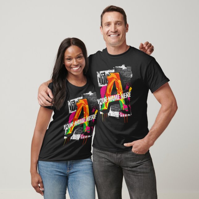 Customisable Graffiti Style Letter "A" Graphic T-Shirt (Unisex)
