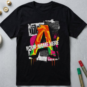Customisable Graffiti Style Letter "A" Graphic T-Shirt