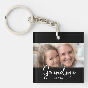 Customisable Grandma Est Year Grandparent Photo Key Ring