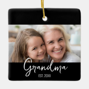 Customisable Grandma Est Year Photo Christmas Ceramic Ornament
