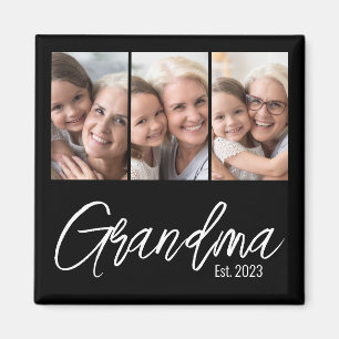 Customisable Grandma Established Year 3 Photo Magnet