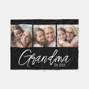 Customisable Grandma Established Year 3 Picture Fleece Blanket