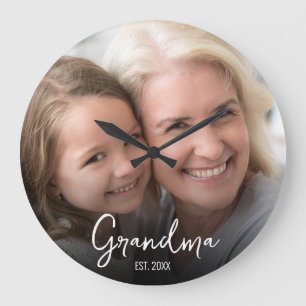 Customisable Grandma Established Year Photo Large Clock