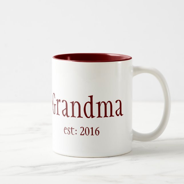 Customisable Grandma established year Two-Tone Coffee Mug (Right)