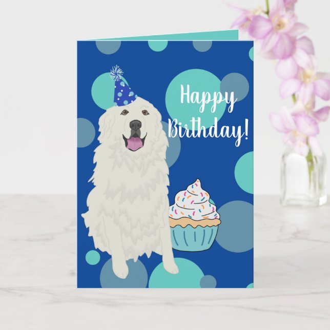 Customisable Great Pyrenees  Birthday Card (Orchid)