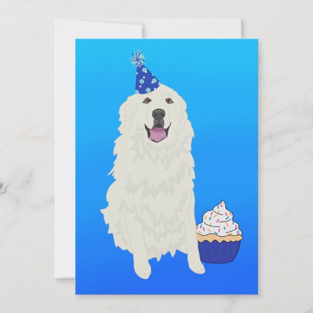 Customisable Great Pyrenees  Birthday Invitation (Front)