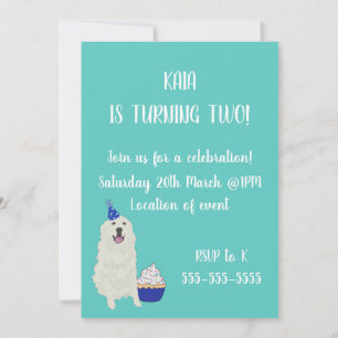 Customisable Great Pyrenees Birthday Invitation