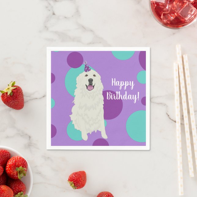 Customisable Great Pyrenees  Birthday  Napkin (Insitu)