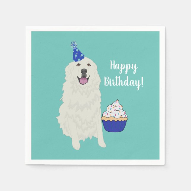 Customisable Great Pyrenees Birthday Napkin (Front)