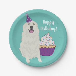 Customisable Great Pyrenees Birthday Paper Plate