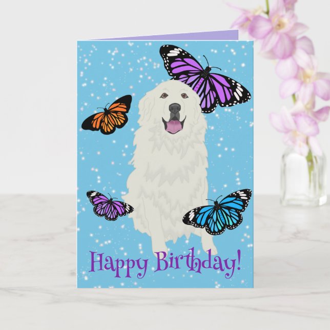 Customisable Great Pyrenees Butterfly Card (Orchid)