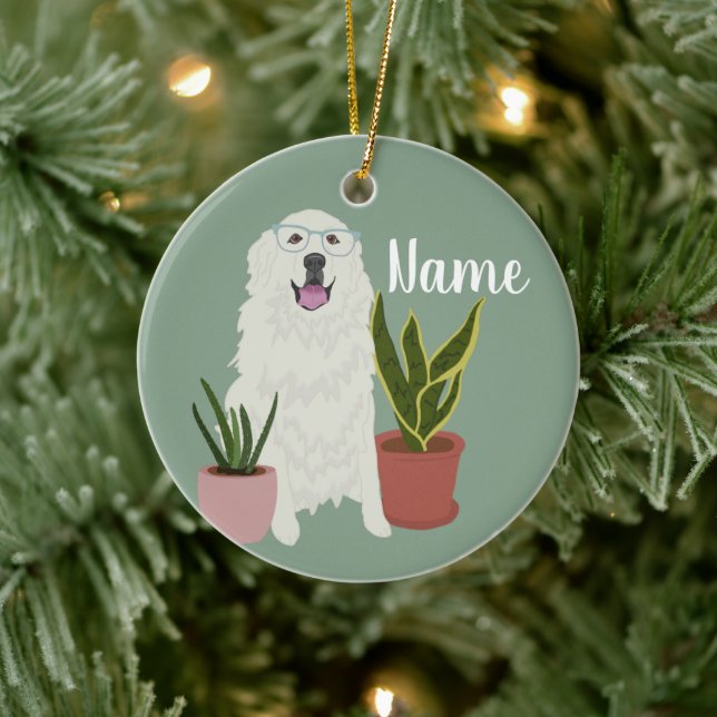 Customisable Great Pyrenees Ceramic Ornament (Tree)