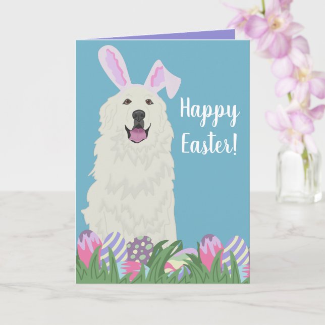 Customisable Great Pyrenees Easter Card (Orchid)