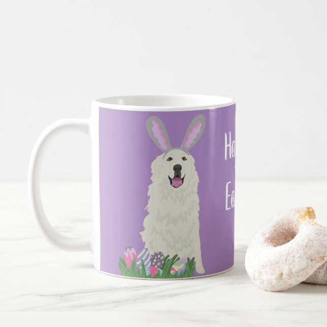 Customisable Great Pyrenees Easter Coffee Mug (With Donut)
