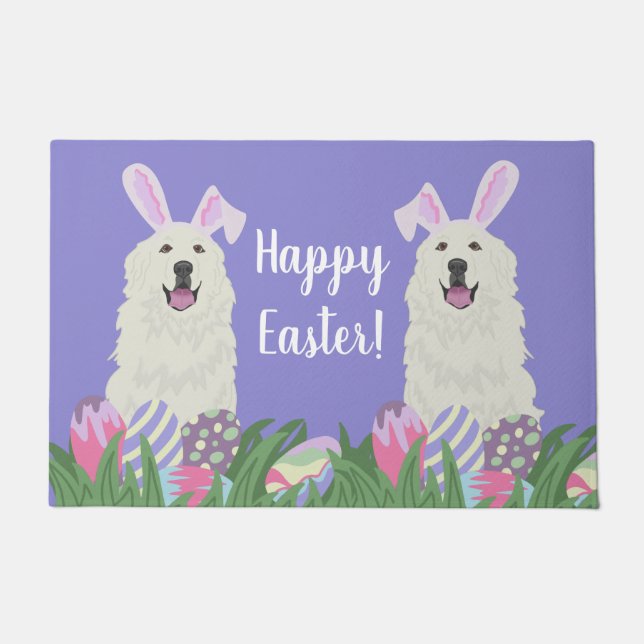 Customisable Great Pyrenees Easter Doormat (Front)