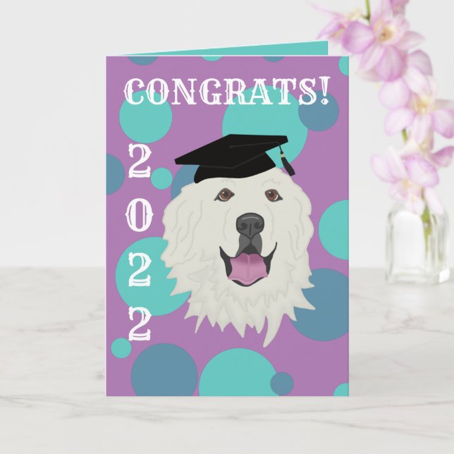 Customisable Great Pyrenees Graduation Card (Orchid)