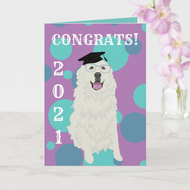 Customisable Great Pyrenees Graduation  Card (Orchid)