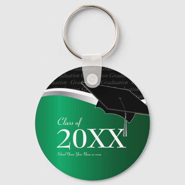 Customisable Green and Black Graduation Keychain (Front)