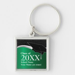 Customisable Green and Black Graduation Keychain