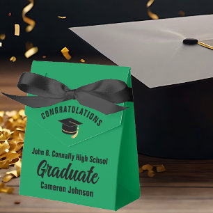 Customisable Green Black Graduation Party Favour Box