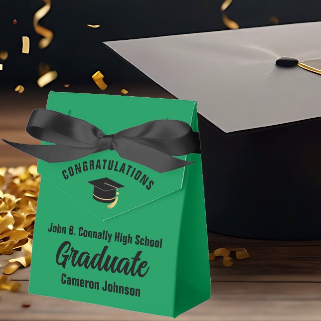 Customisable Green Black Graduation Party Favour Box (Creator Uploaded)
