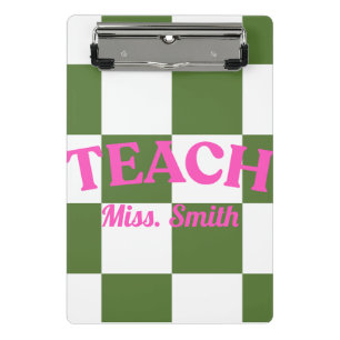 Customisable Green Chequered Teacher Clipboard