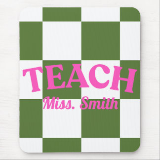 Customisable Green Chequered Teacher Clipboard Mouse Pad