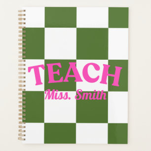 Customisable Green Chequered Teacher Planner