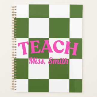 Customisable Green Chequered Teacher Planner