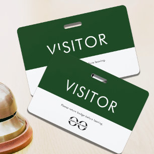 Customisable Green Company Logo Visitor ID Badge