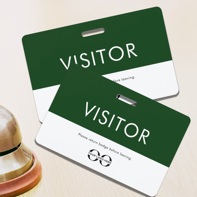 Customisable Green Company Logo Visitor ID Badge (Creator Uploaded)