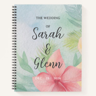 Customisable Green Floral Wedding Souvenir Notebook