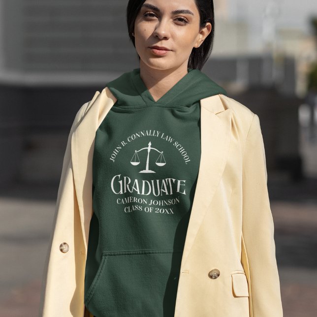 Customisable Green Law School Graduation Hoodie (Creator Uploaded)