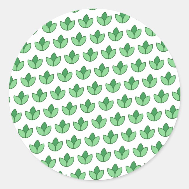 Customisable Green Leaves Classic Round Sticker (Front)