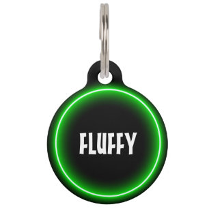 Customisable green neon pet tag