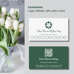 Customisable Green & White Florist Loyalty Card