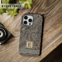 Customisable Grey Black Peach Pink Paisley Pattern