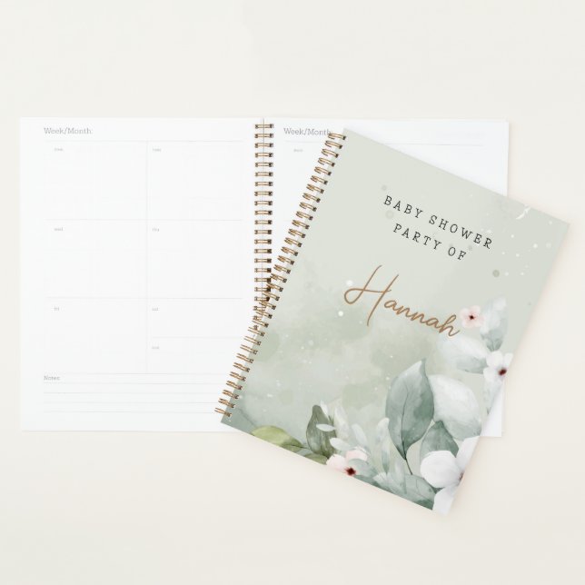 Customisable Grey Floral Baby Shower Gift Planner (Display)