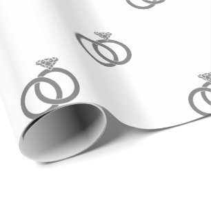 Customisable Grey Wedding Rings on White Wrapping Paper