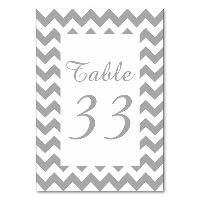 Customisable Grey Zigzag Numbered Table Number (Front)