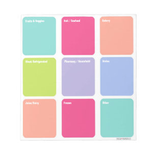 Customisable Grocery Shopping List Note Pad