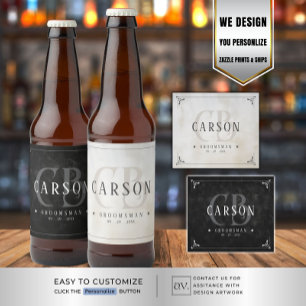 Customisable Groomsmen Gifts Monogram Beer Bottle Label